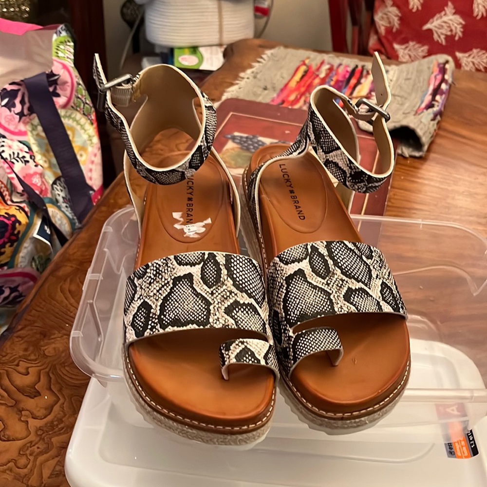 Lucky brand snake print leather sandals